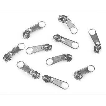 Jezdec ke spirálovému zipu POL 3 mm, 070272/031 stříbrný nikl, kovový, bez aretace / s táhlem