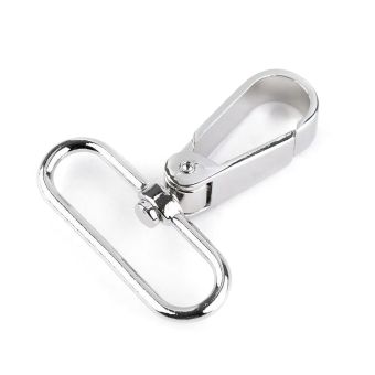 Karabina kovová, s průvlekem 060995-1 nikl, stříbrná průvlek 39mm