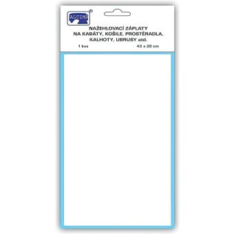 Klasická nažehlovací záplata, textilní bavlněná s nánosem polyetylenu 731-01, bílá, 43x20cm