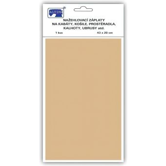Klasická nažehlovací záplata, textilní bavlněná s nánosem polyetylenu 731-06, režná, 43x20cm