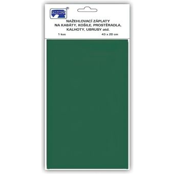 Klasická nažehlovací záplata, textilní bavlněná s nánosem polyetylenu 731-65, tmavě zelená, 43x20cm
