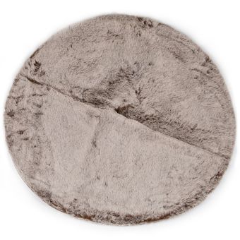 Koberec / kožešinová předložka CHLUP kulatá, béžová, průměr 90cm