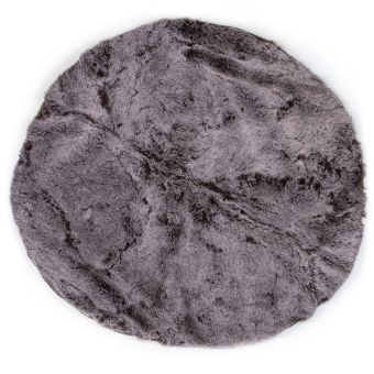Koberec / kožešinová předložka CHLUP kulatá, hnědá, průměr 90cm