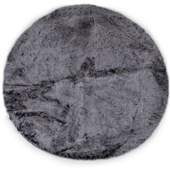 Koberec / kožešinová předložka CHLUP kulatá, šedomodrá, průměr 90cm