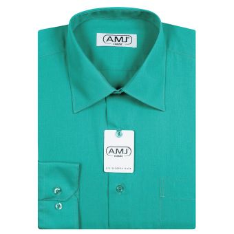 Pánská košile AMJ jednobarevná JD091, petrolejová, dlouhý rukáv