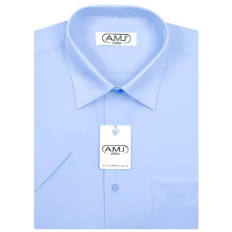 Pánská košile AMJ jednobarevná JK046, azurová, krátký rukáv