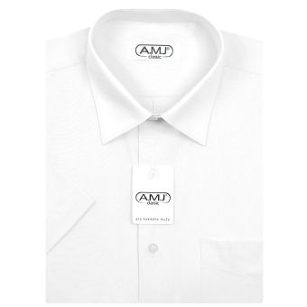 Pánská košile AMJ jednobarevná JK018, bílá, krátký rukáv