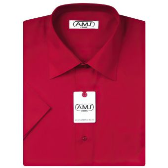 Pánská košile AMJ jednobarevná JK104, červená, krátký rukáv