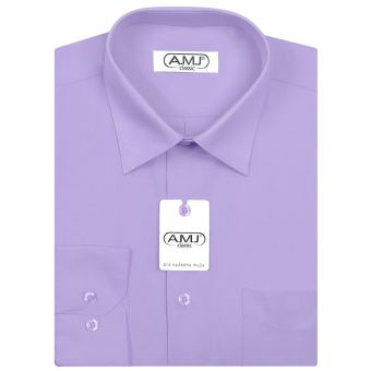 Pánská košile AMJ jednobarevná JD062, fialková, dlouhý rukáv