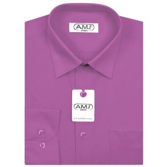Pánská košile AMJ jednobarevná JD081, fuchsie, dlouhý rukáv