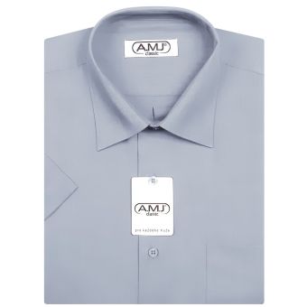 Pánská košile AMJ jednobarevná JK082, holubí šeď, krátký rukáv