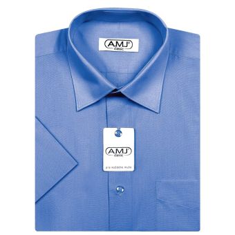 Pánská košile AMJ jednobarevná JK089, modrá, krátký rukáv
