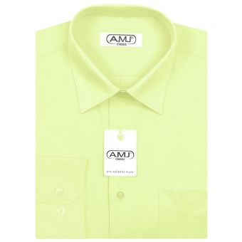 Pánská košile AMJ jednobarevná JDP070, pistáciová, dlouhý rukáv, prodloužená délka