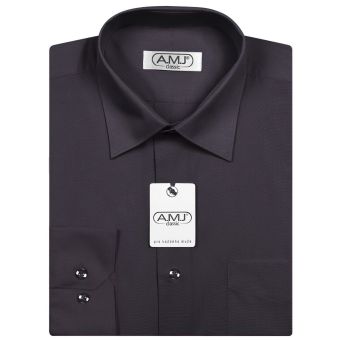 Pánská košile AMJ jednobarevná JD019, tmavě šedá, dlouhý rukáv