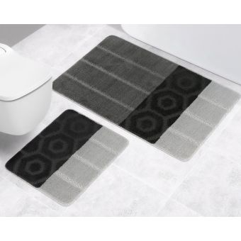 Koupelnová předložka BANY, PRUHY ŠEDO-ČERNÉ (více rozměrů)