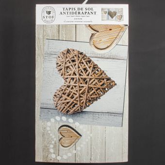 Koupelnová předložka mikrovlákno CHARMING, proutěné srdce, béžová, 45x75cm