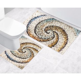 Koupelnová souprava 3D FOTOTISK OBLÁZKY BÉŽOVÉ, 100x60cm (předložka) + 50x60cm (na WC)