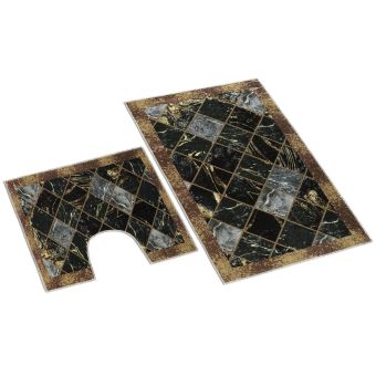 Koupelnová souprava 3D HNĚDÝ MRAMOR 100x60cm (předložka) + 60x50cm (na WC)