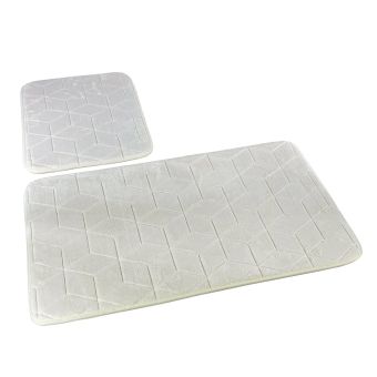 Koupelnová souprava mikrovlákno SUMBA, geometrický vzor, smetanová, 75x45cm (předložka) + 45x35cm (na WC)