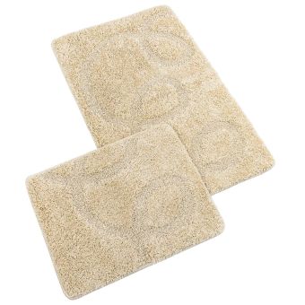 Koupelnová souprava s vlasem MICRO BANY SILVER BÉŽOVÁ, 100x60cm (předložka) + 60x50cm (na WC)