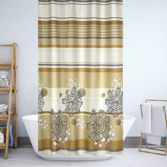 Koupelnový závěs BÉŽOVÉ KVĚTY, 180x200cm