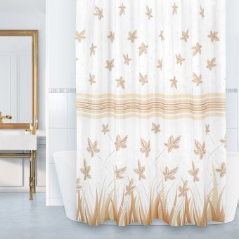 Koupelnový závěs BÉŽOVÉ LISTY, 180x200cm