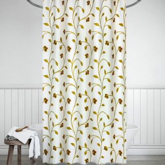 Koupelnový závěs BÉŽOVÉ ROSTLINY, 180x200cm