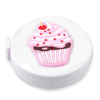 Krejčovský svinovací metr s 3D obrázkem 900256/02 bílý - cupcake, oboustranný metry/palce/inches, plastový, délka 150cm/60inch
