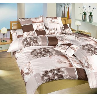 Povlečení PAMPELIŠKY 3D HNĚDÉ, pampelišky na velkém káru, krep, 140x200cm + 70x90cm