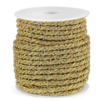 Šňůrka kroucená / točená lurexová 310275/2, zlatá, průměr 5mm (šňůra na metry)