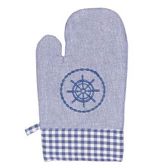 Kuchyňská chňapka 2203 KRUH A KÁRO, modrá 28x18cm