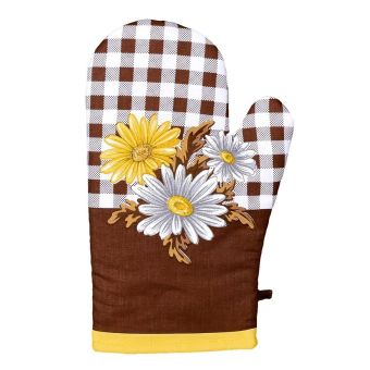 Kuchyňská chňapka GERBERA, hnědá, 28x18cm