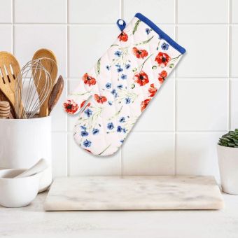 Kuchyňská chňapka QK-188, vlčí máky, červeno-modrá 35x18cm
