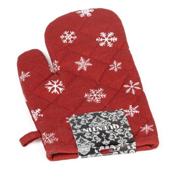 Kuchyňská chňapka vánoční QK-205B, tmavě červená vločka, 28x18cm