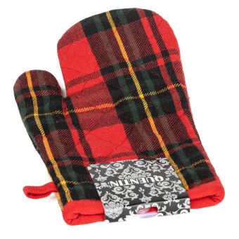 Kuchyňská chňapka vánoční QK-205A, červeno-zelené káro, 28x18cm