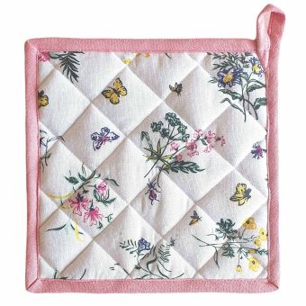 Kuchyňská podložka QK-177, luční kvítí, bílo-růžová-zelená 20x20cm