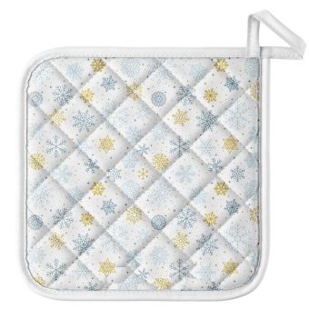 Kuchyňská podložka vánoční QK-200, modré a béžové vločky, 20x20cm