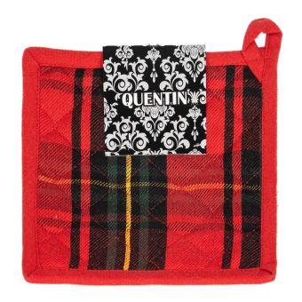 Kuchyňská podložka vánoční QK-206A, červeno-zelené káro, 20x20cm