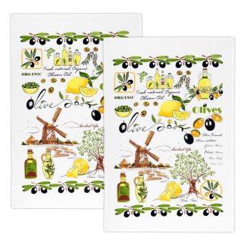 Kuchyňská utěrka froté 204 OLIVY, zeleno-žlutá 1 kus, 40x60cm