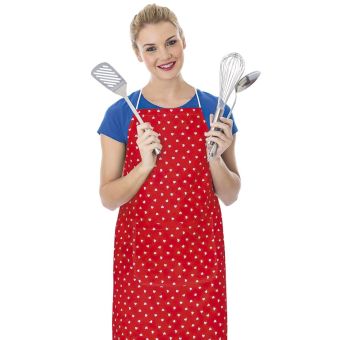 Kuchyňská zástěra ADÉLA 7750/327, SRDÍČKO ČERVENÁ 67x84cm