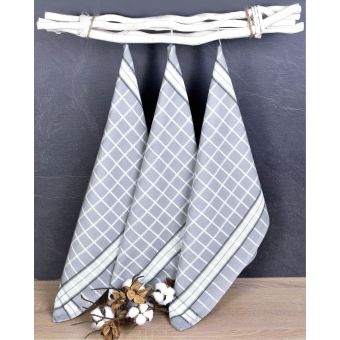 Kuchyňské utěrky EGYPTSKÁ BAVLNA DOLCE GREY, šedá kostka, 3 kusy, 50x70cm