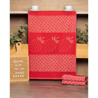 Kuchyňské utěrky EGYPTSKÁ BAVLNA U02 JAHODA, červená, 3 kusy, 50x70cm