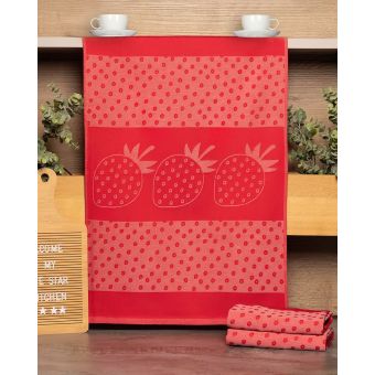 Kuchyňské utěrky EGYPTSKÁ BAVLNA U02 JAHODA, červená, 3 kusy, 50x70cm