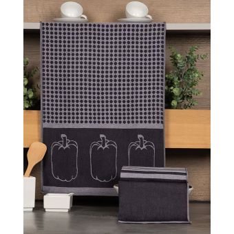 Kuchyňské utěrky EGYPTSKÁ BAVLNA U02 PAPRIKA, černá, 3 kusy, 50x70cm