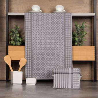 Kuchyňské utěrky EGYPTSKÁ BAVLNA U02 ŠEDÁ, ornamenty, 3 kusy, 50x70cm