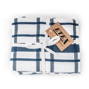 Kuchyňské utěrky EGYPTSKÁ BAVLNA U03, extra kvalita, modré káro, 3 kusy, 50x70cm