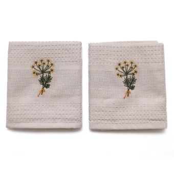 Kuchyňské utěrky KMÍN vaflové vyšívané, béžová, 2 kusy 45x70cm