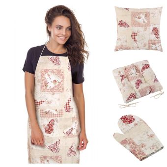 Kuchyňský set EMA 511, PATCHWORK SRDCE RŮŽOVÉ (více možností)