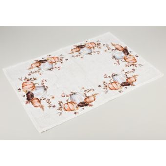 Kuchyňský ubrus CYH5960C, dýně, bílo-oranžová, 40x90cm (obdélník) 