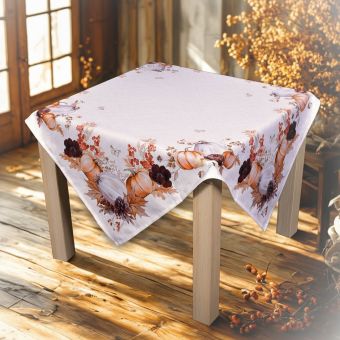 Kuchyňský ubrus CYH5960C, dýně, bílo-oranžové, 85x85cm (čtverec) 